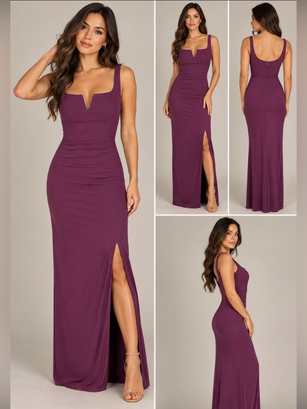 NWT Le Château Purple Ruched Maxi Formal Dress Size S Made in Canada